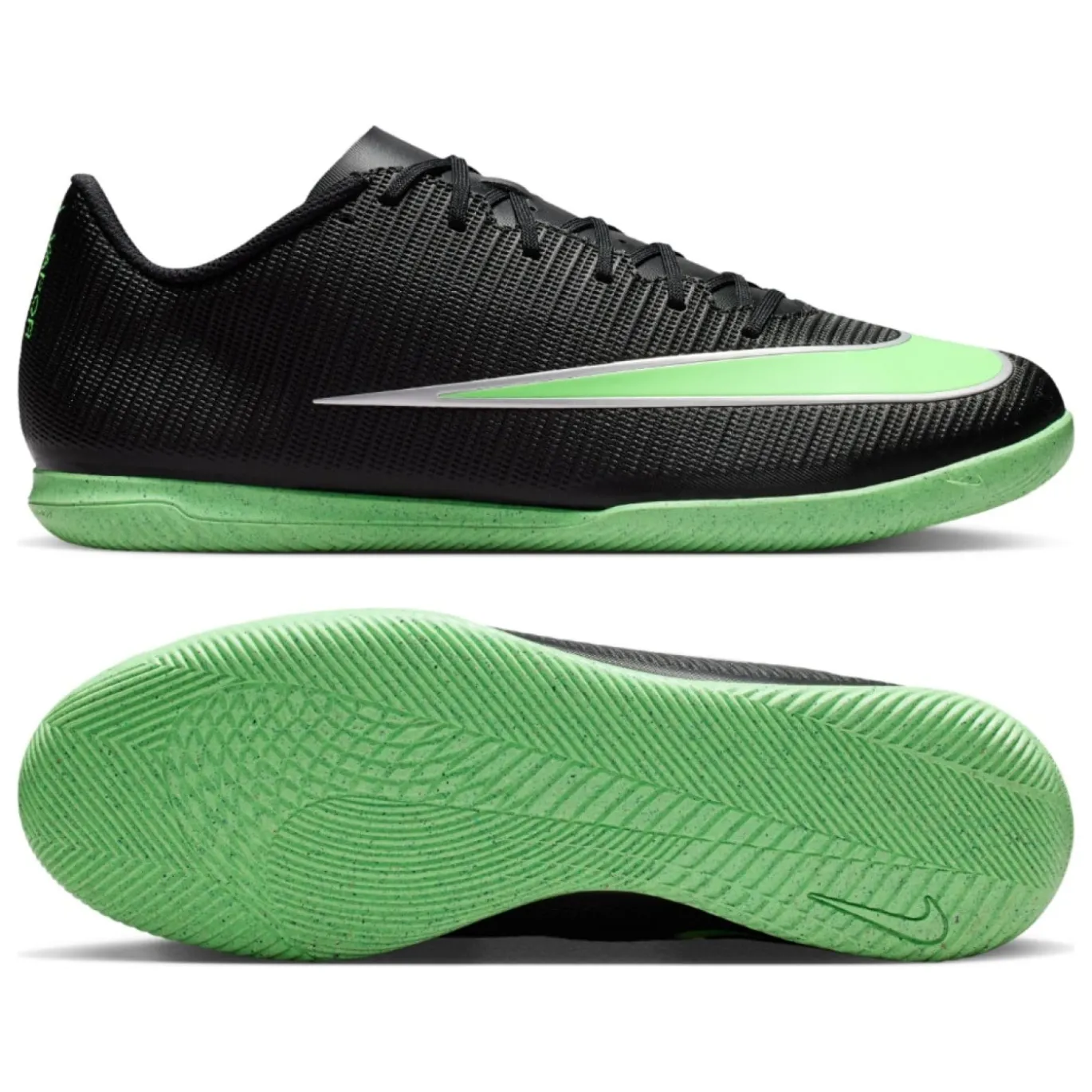 Nike Mercurial Vapor 17 Club Zaalvoetbalschoenen (IN) Zwart Felgroen Zilvergrijs