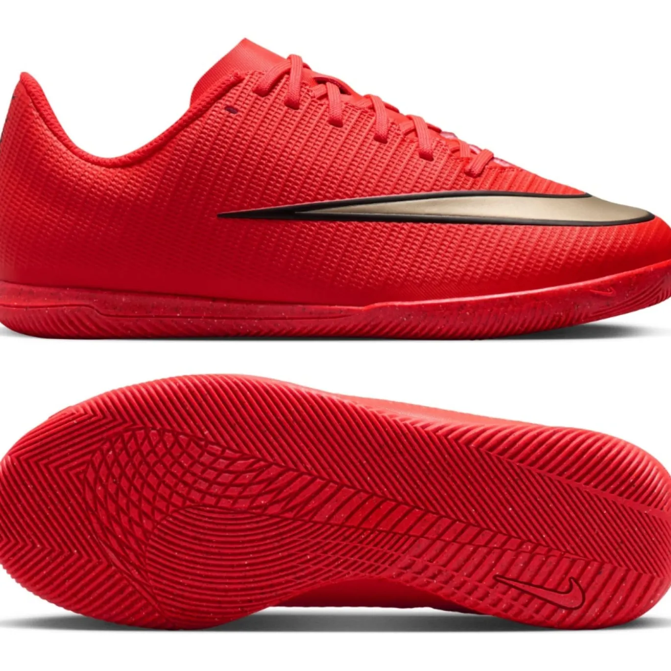 Nike Mercurial Vapor 17 Club Zaalvoetbalschoenen (IN) Kids Felrood Zwart Goud