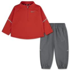 Nike Miler Trainingspak 1/4-Zip Peuters/Kleuters Rood Donkergrijs Zilver