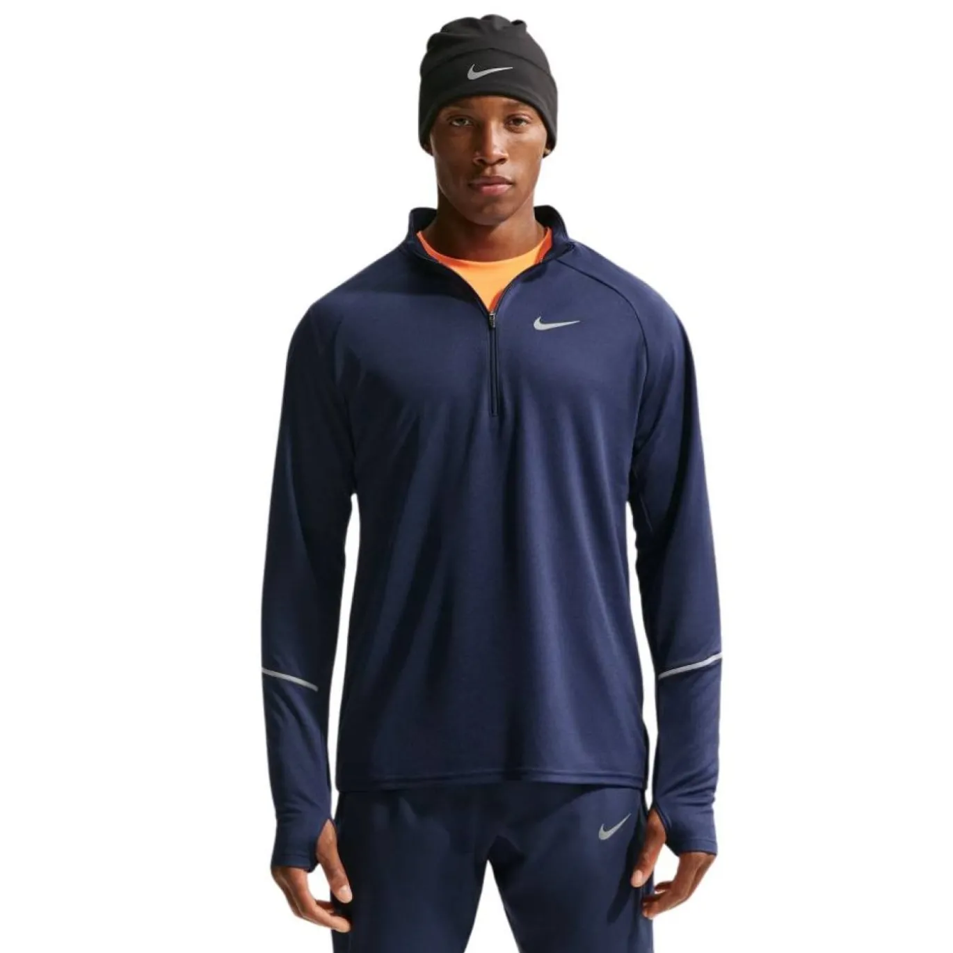 Nike Miler UV Trainingstrui 1/4-Zip Donkerblauw Zilver