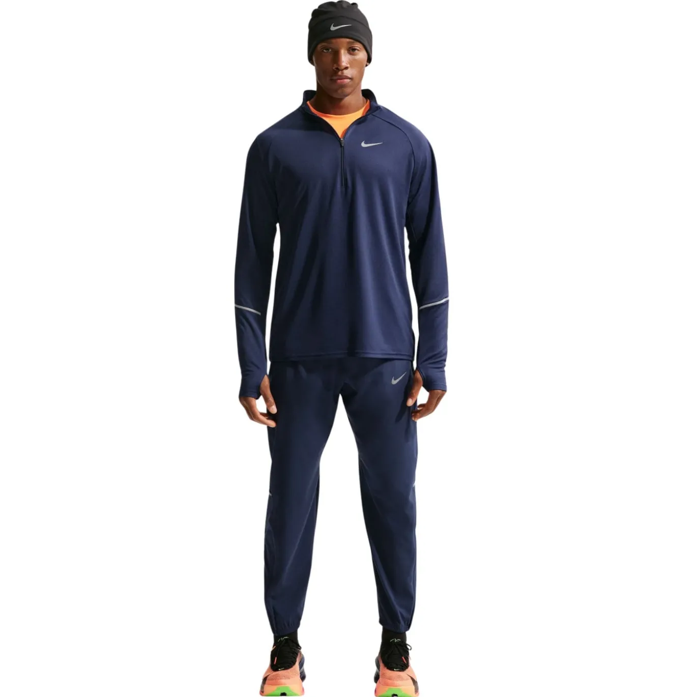 Nike Miler UV Trainingstrui 1/4-Zip Donkerblauw Zilver