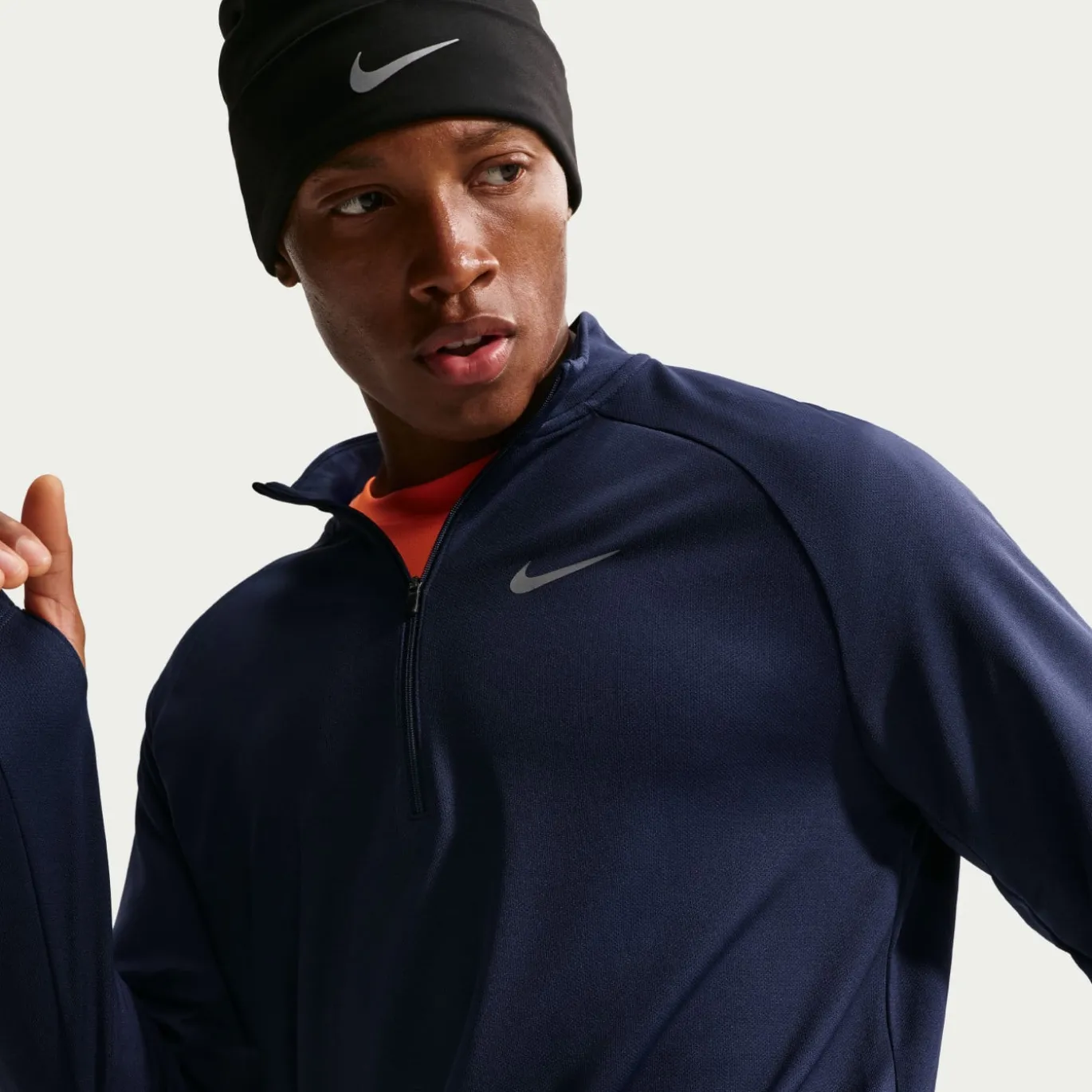 Nike Miler UV Trainingstrui 1/4-Zip Donkerblauw Zilver