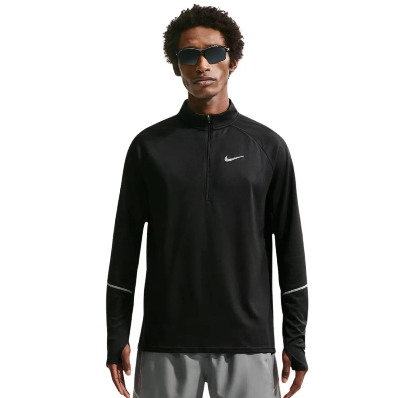 Nike Miler UV Trainingstrui 1/4-Zip Zwart Zilver