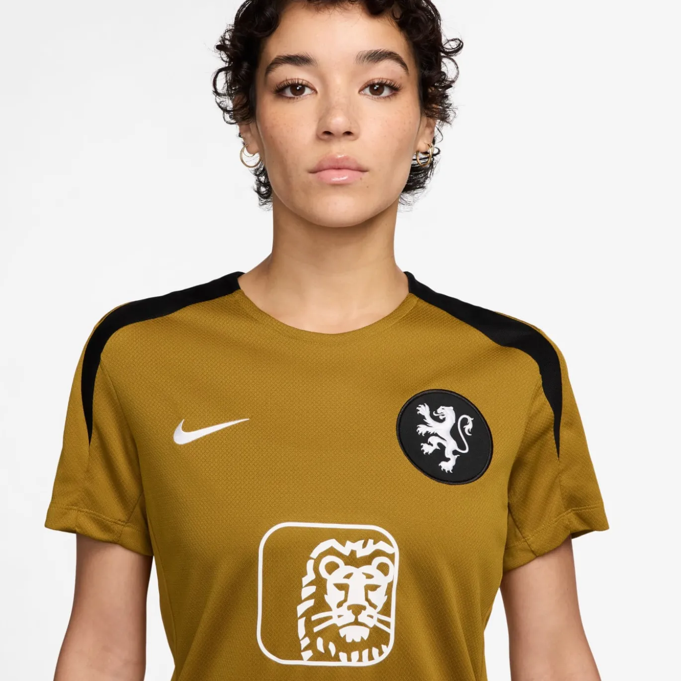 Nike Nederland Strike Trainingsshirt OranjeLeeuwinnen 2025-2027 Dames Brons Zwart Wit