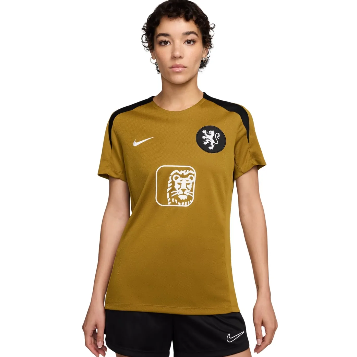 Nike Nederland Strike Trainingsshirt OranjeLeeuwinnen 2025-2027 Dames Brons Zwart Wit