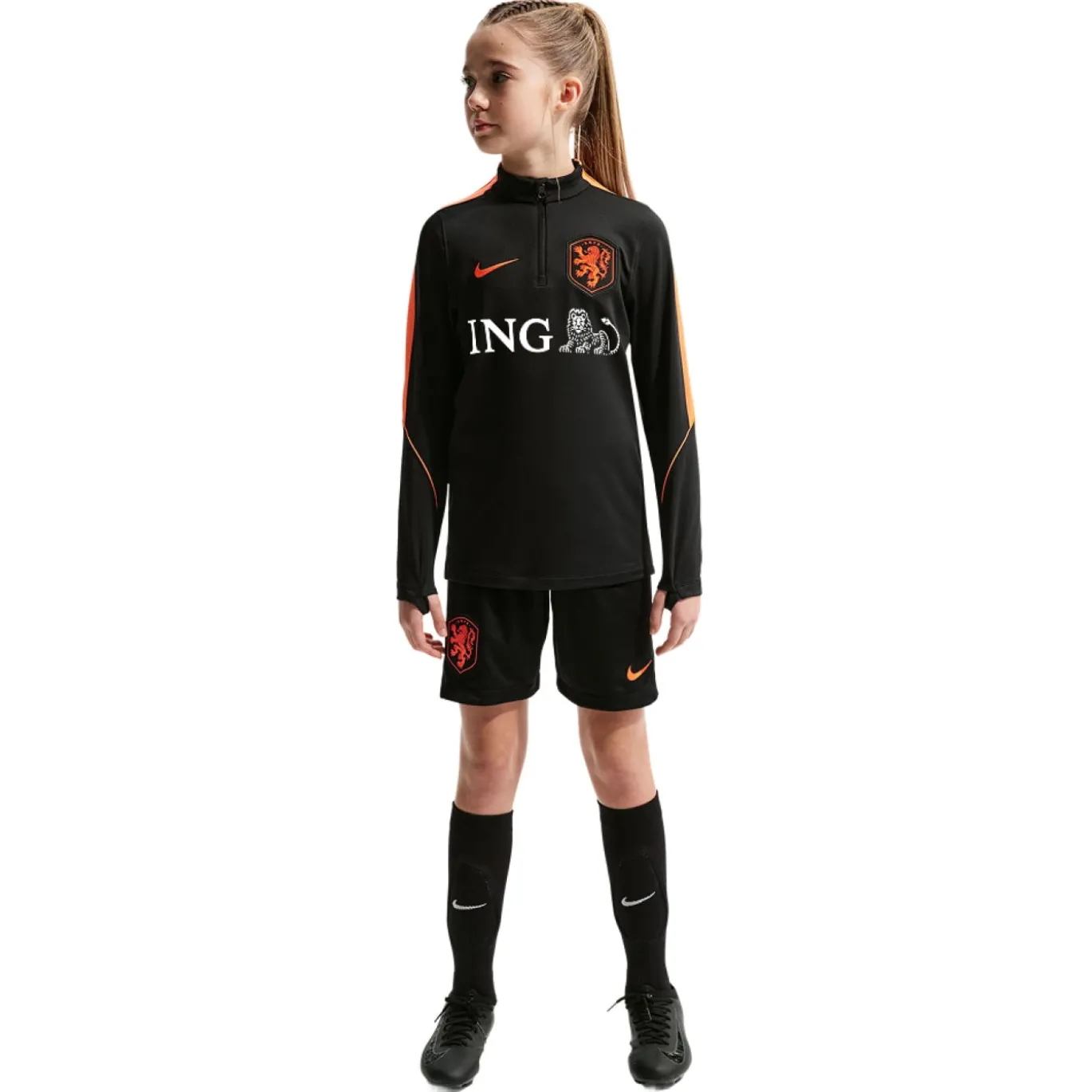 Nike Nederland Strike Trainingstrui 1/4-Zip 2026-2028 Kids Zwart Oranje