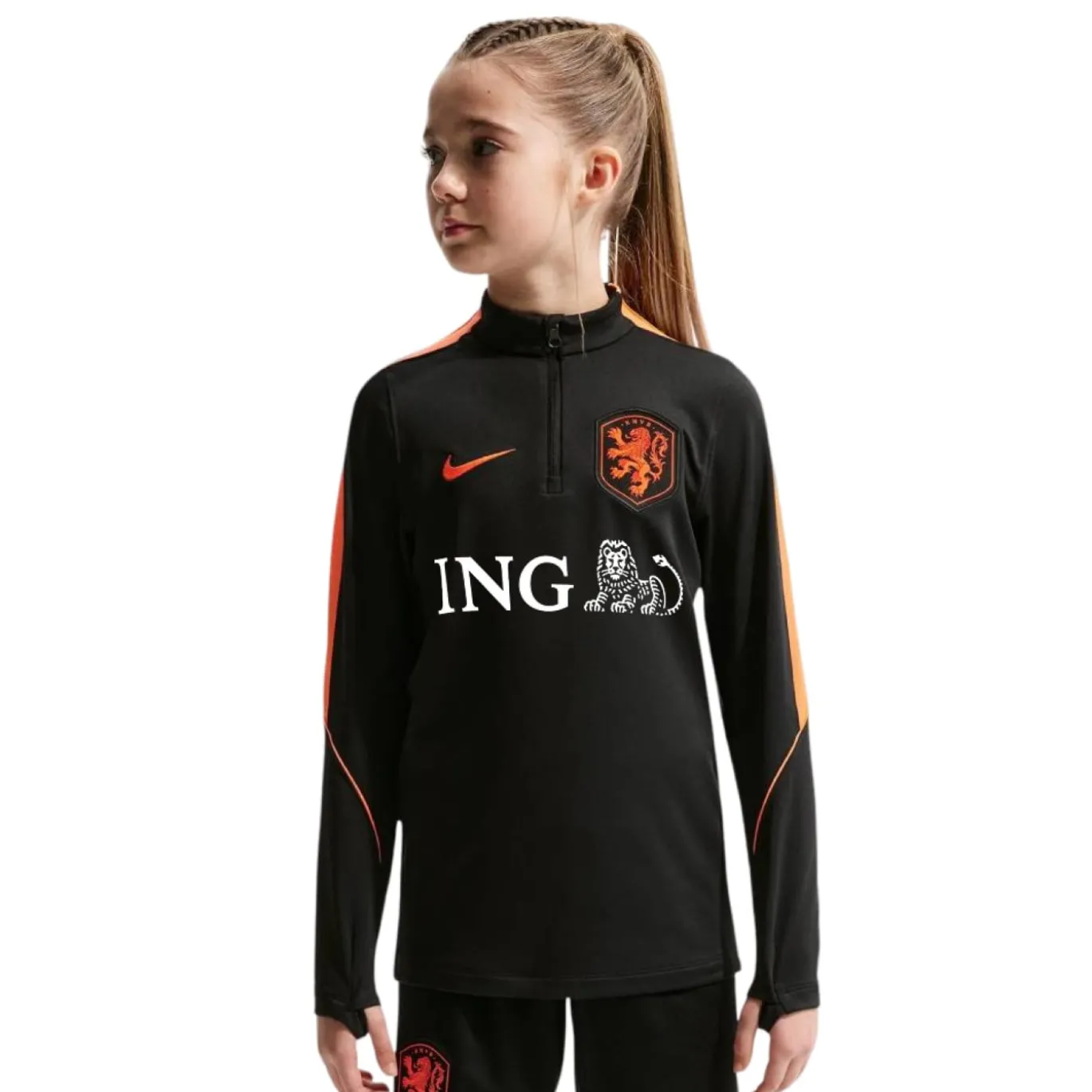 Nike Nederland Strike Trainingspak 1/4-Zip 2026-2028 Kids Zwart Oranje