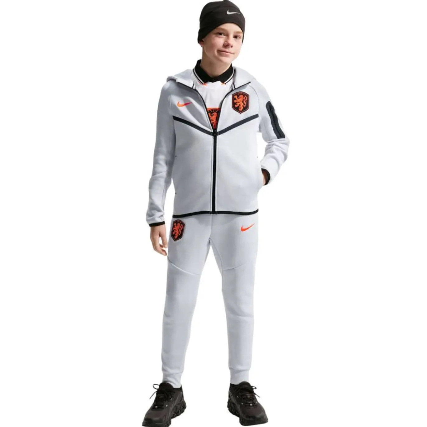 Nike Nederland Tech Fleece Vest 2026-2028 Kids Lichtgrijs Zwart Feloranje