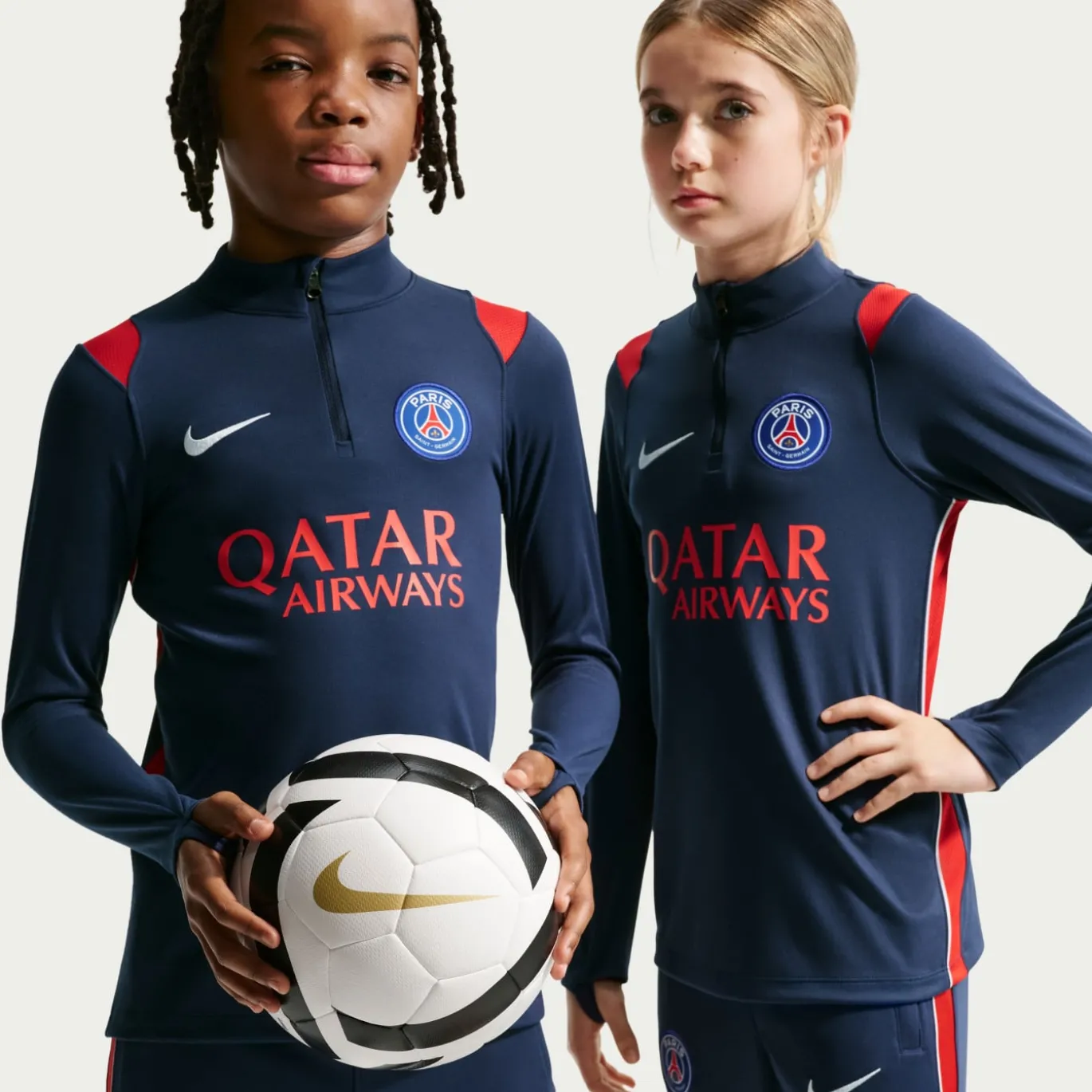 Nike Paris Saint-Germain Academy Pro Trainingstrui 1/4-Zip 2026-2027 Kids Donkerblauw Rood Wit