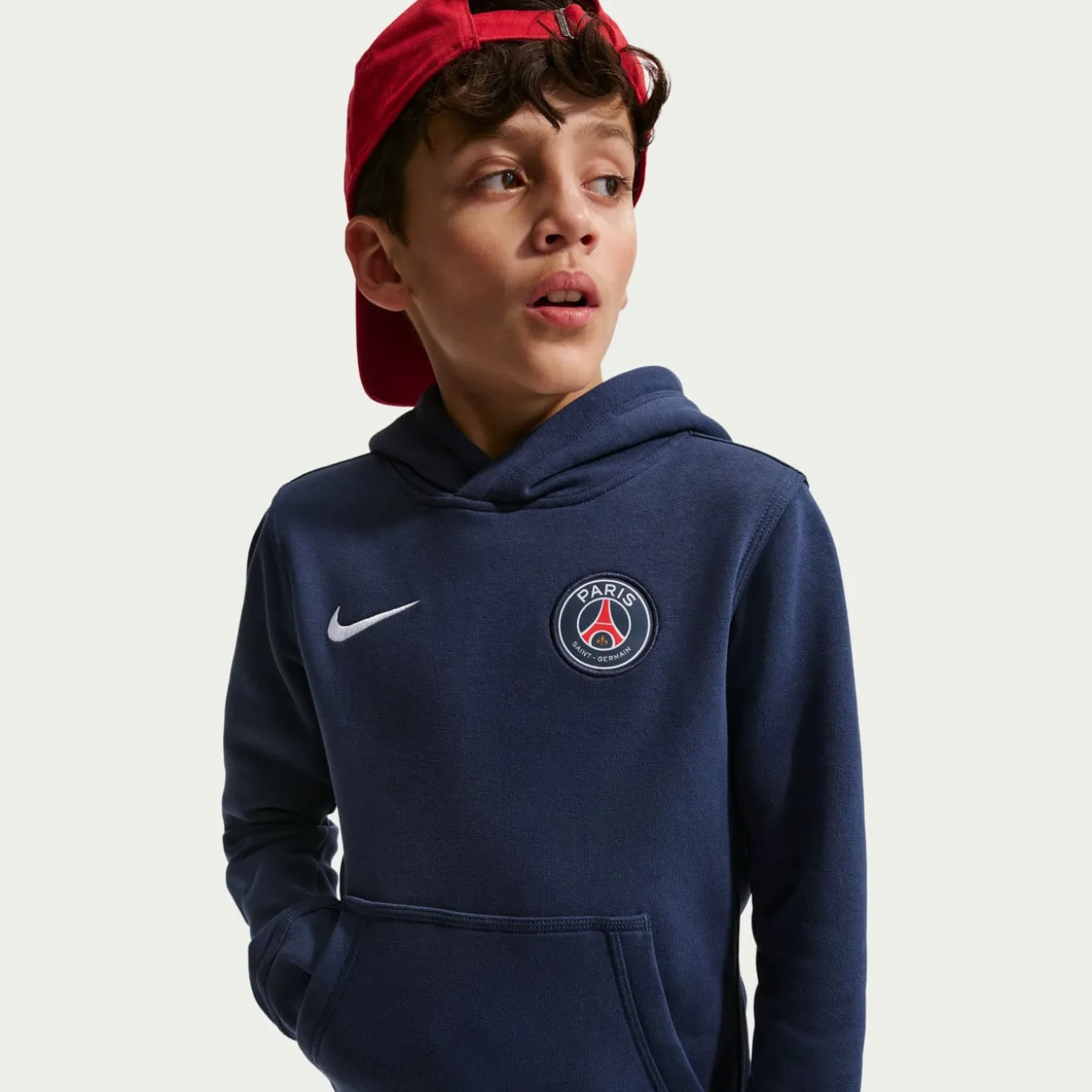Nike Paris Saint-Germain Club Fleece Hoodie 2026-2027 Kids Donkerblauw Wit