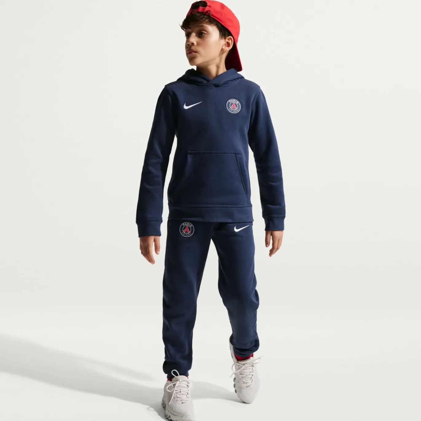 Nike Paris Saint-Germain Club Fleece Hoodie 2026-2027 Kids Donkerblauw Wit