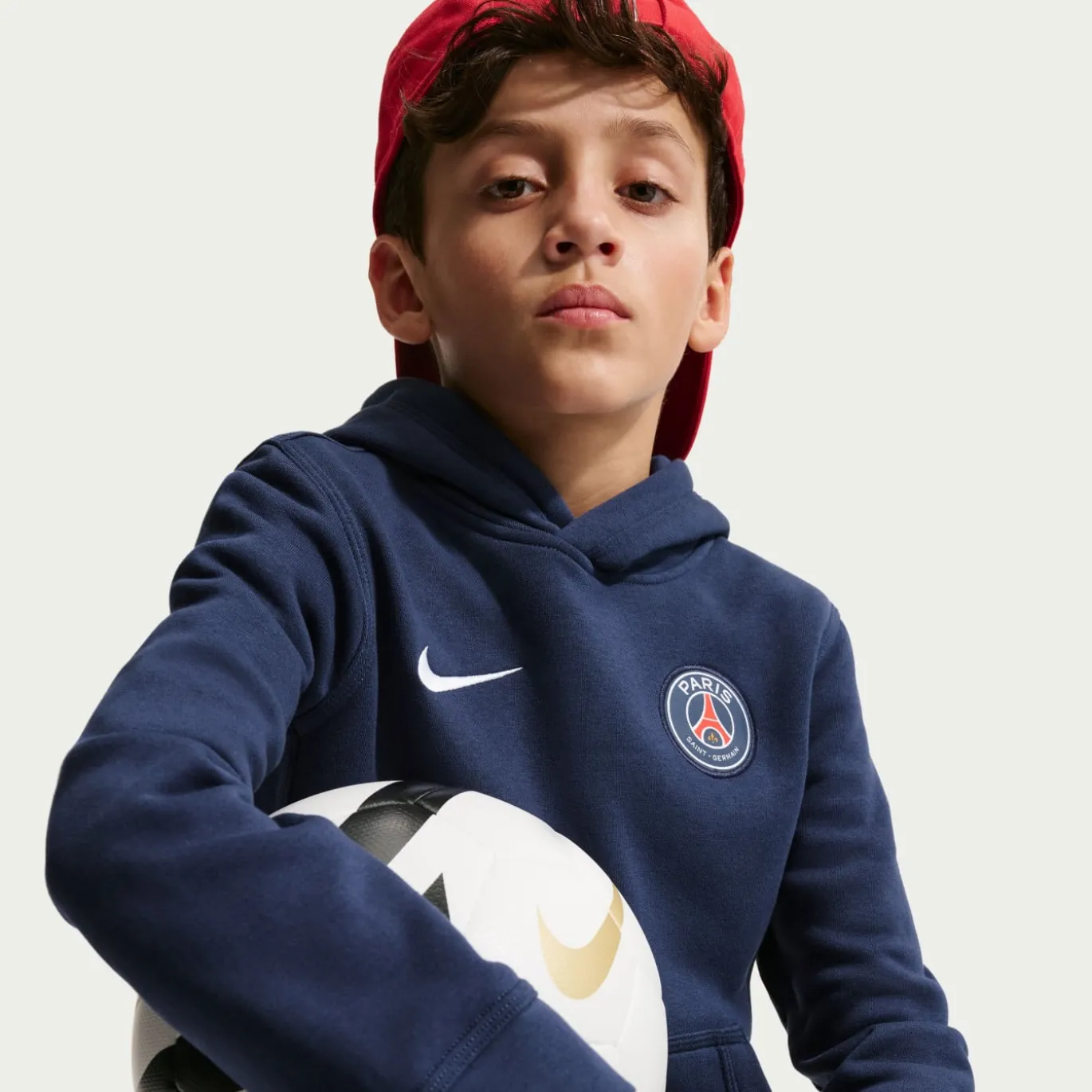 Nike Paris Saint-Germain Club Fleece Trainingspak Hooded 2026-2027 Kids Donkerblauw Wit