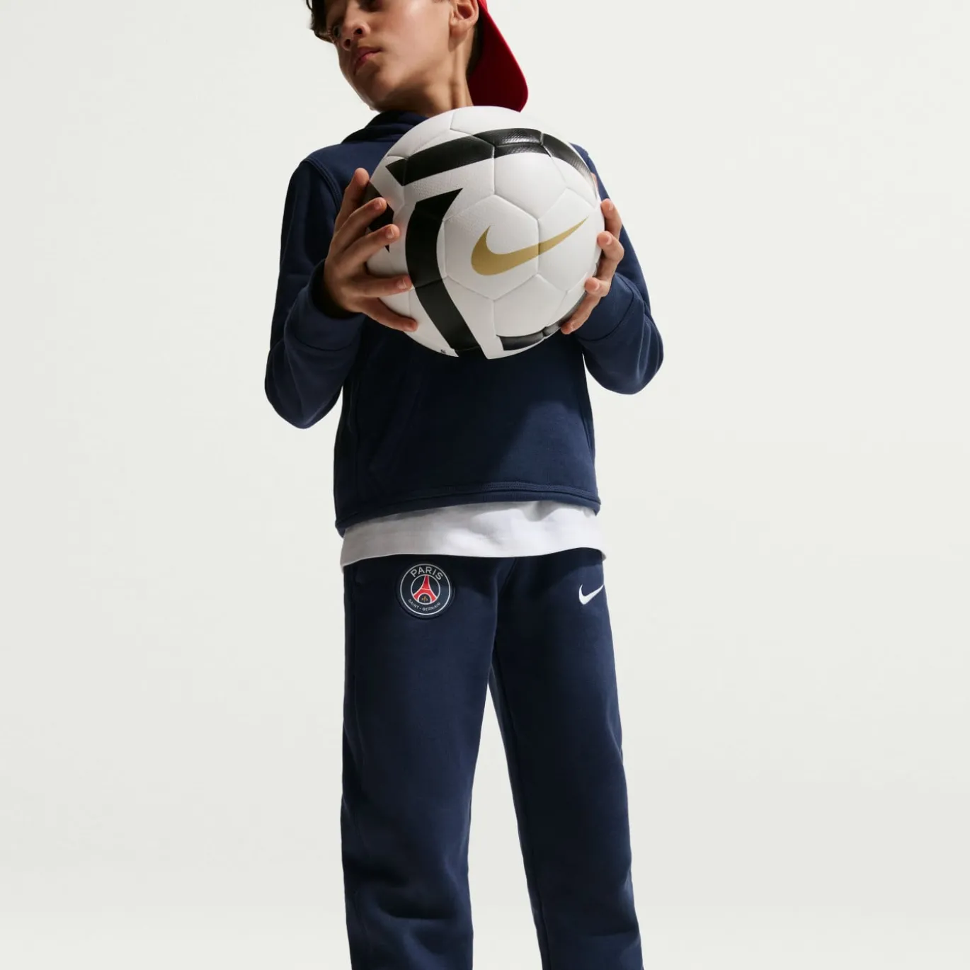 Nike Paris Saint-Germain Club Fleece Trainingspak Hooded 2026-2027 Kids Donkerblauw Wit