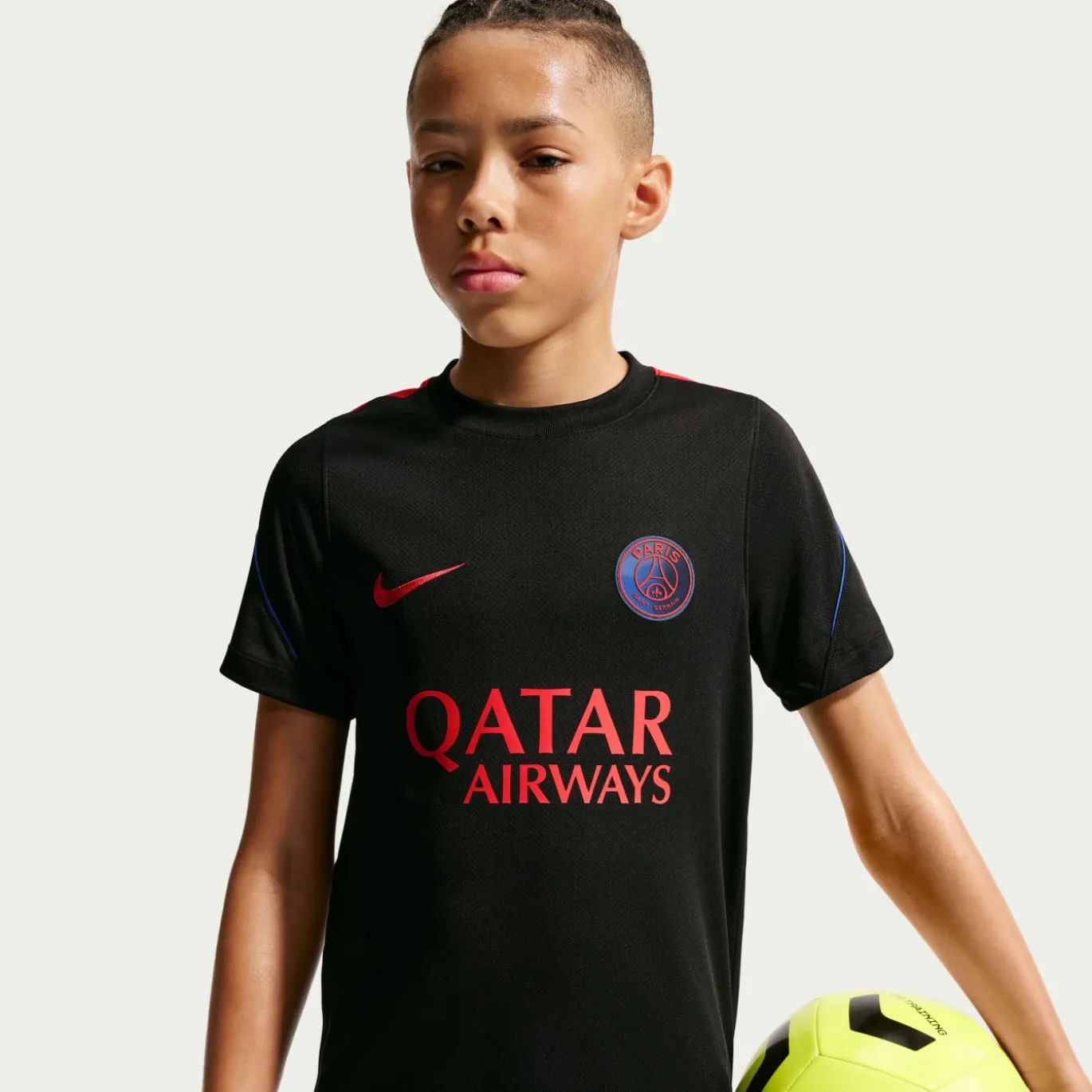 Nike Paris Saint-Germain Strike Trainingsshirt 2026-2027 Kids Zwart Felrood Donkerblauw