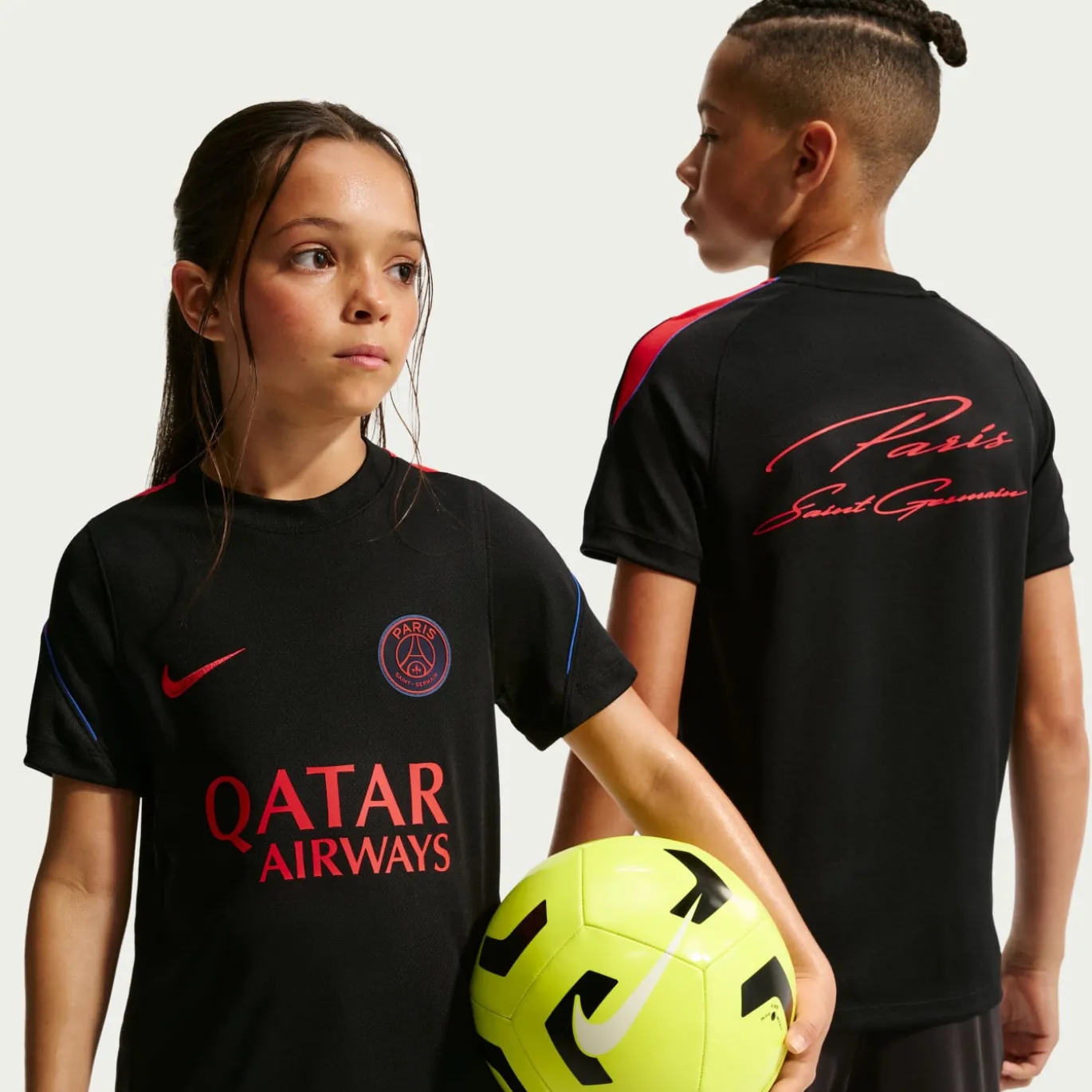 Nike Paris Saint-Germain Strike Trainingsshirt 2026-2027 Kids Zwart Felrood Donkerblauw