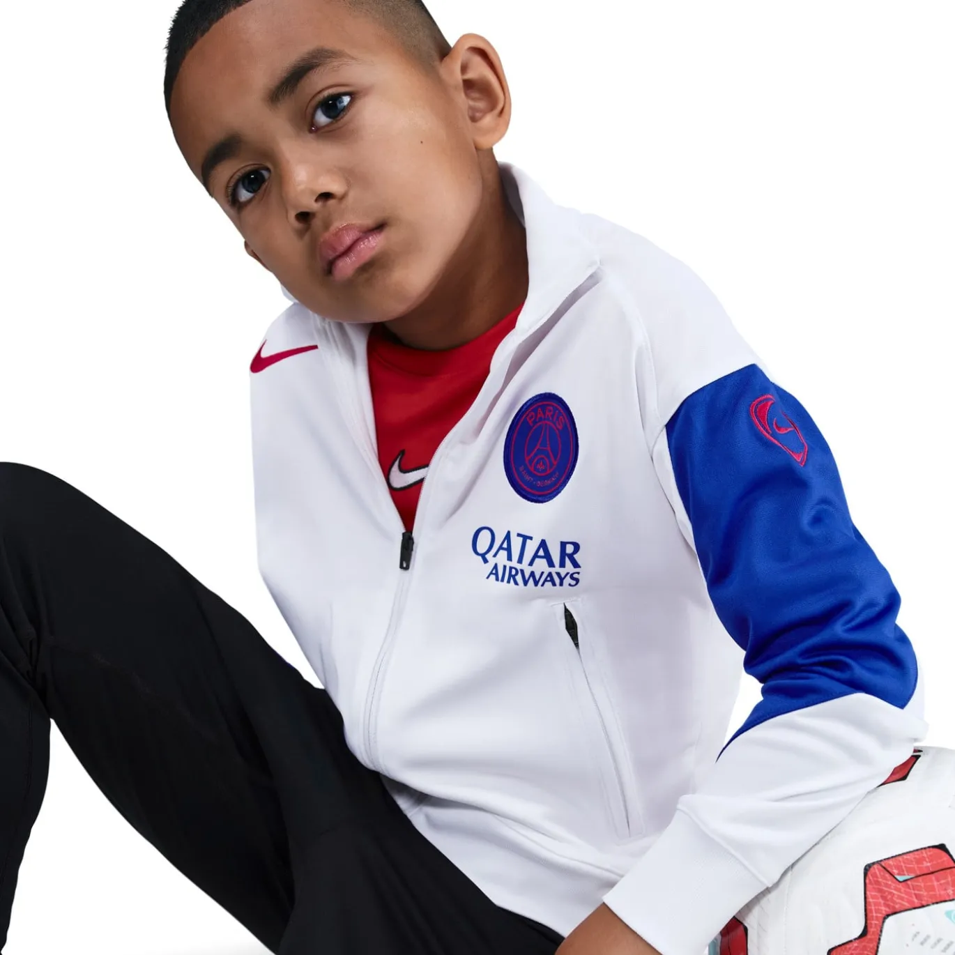 Nike Paris Saint-Germain Strike Trainingspak Full-Zip 2025-2026 Kids Wit Zwart Blauw Rood
