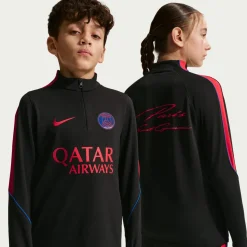 Nike Paris Saint-Germain Strike Trainingstrui 1/4-Zip 2026-2027 Kids Zwart Felrood Donkerblauw