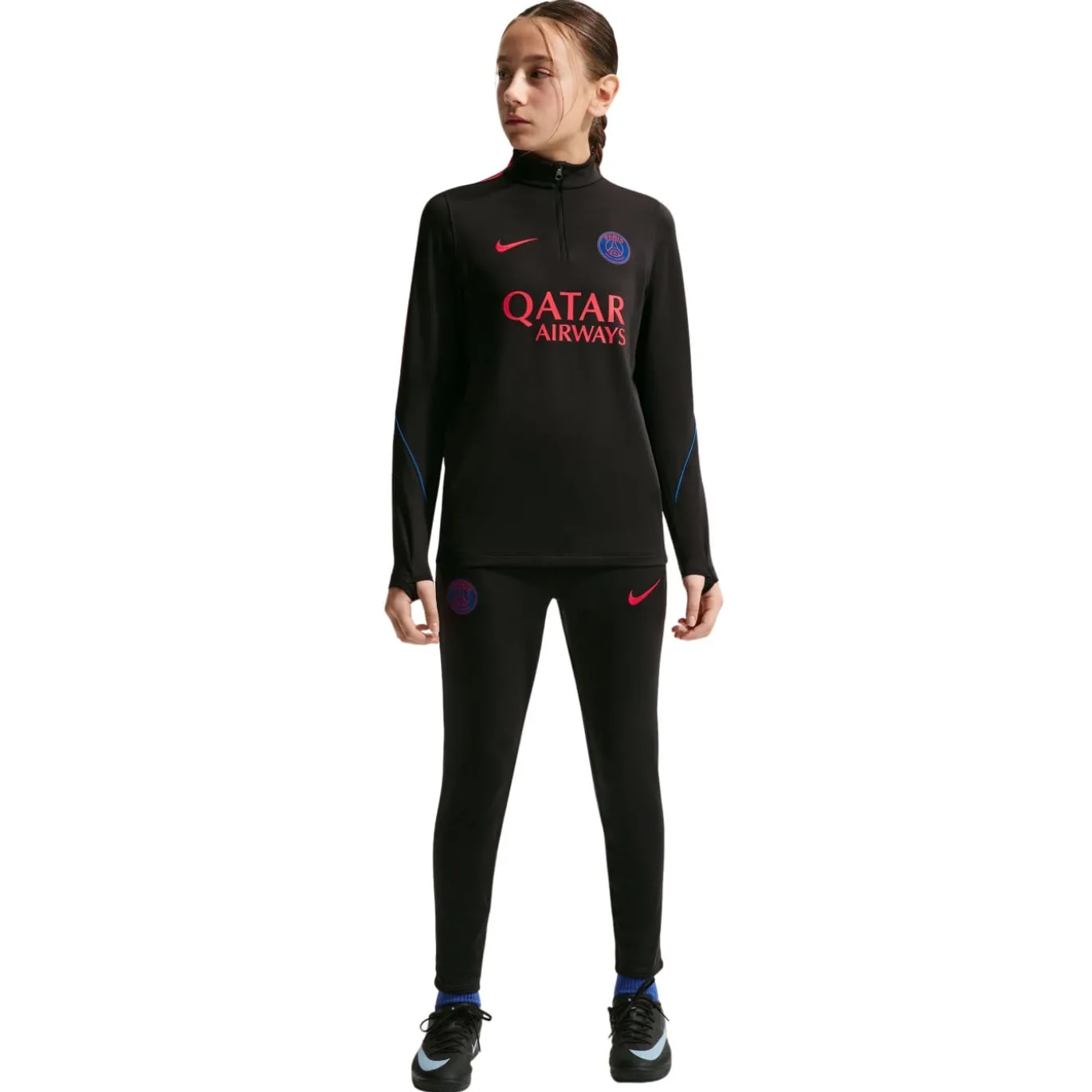 Nike Paris Saint-Germain Strike Trainingstrui 1/4-Zip 2026-2027 Kids Zwart Felrood Donkerblauw
