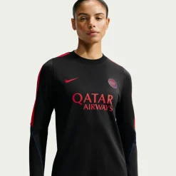 Nike Paris Saint-Germain Strike Crew Trainingstrui 2026-2027 Dames Zwart Felrood Donkerblauw