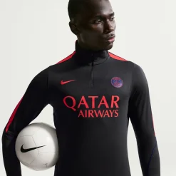 Nike Paris Saint-Germain Strike Trainingspak 1/4-Zip 2026-2027 Zwart Felrood Donkerblauw