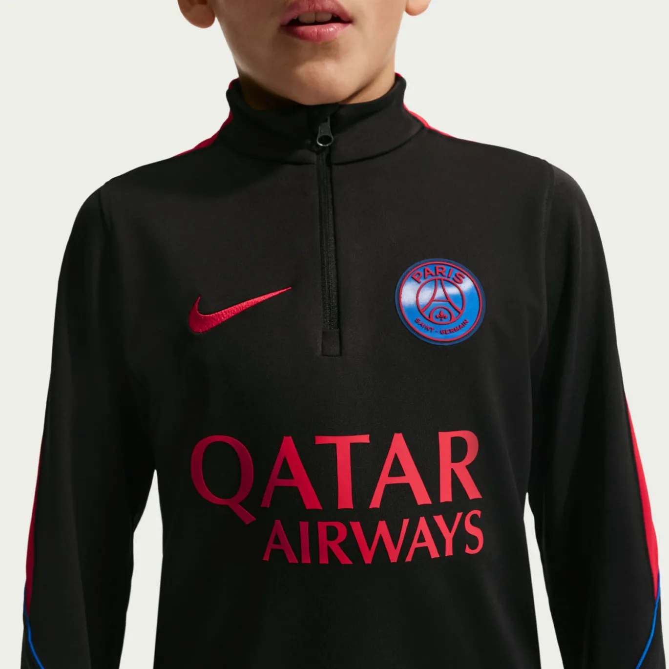 Nike Paris Saint-Germain Strike Trainingspak 1/4-Zip 2026-2027 Kids Zwart Felrood Donkerblauw