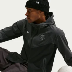 Nike Paris Saint-Germain Tech Woven Windrunner Jack Zwart Donkergrijs Wit