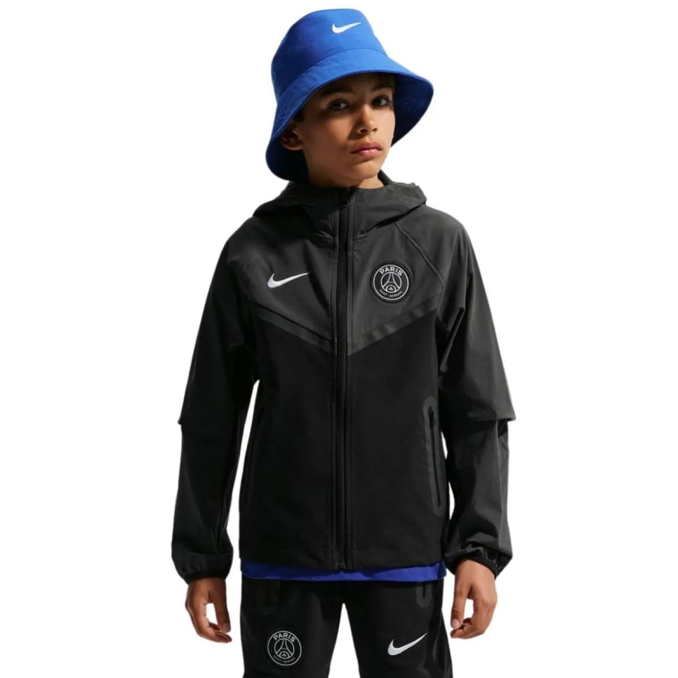 Nike Paris Saint-Germain Tech Woven Trainingspak 2026-2027 Kids Zwart Donkergrijs Wit