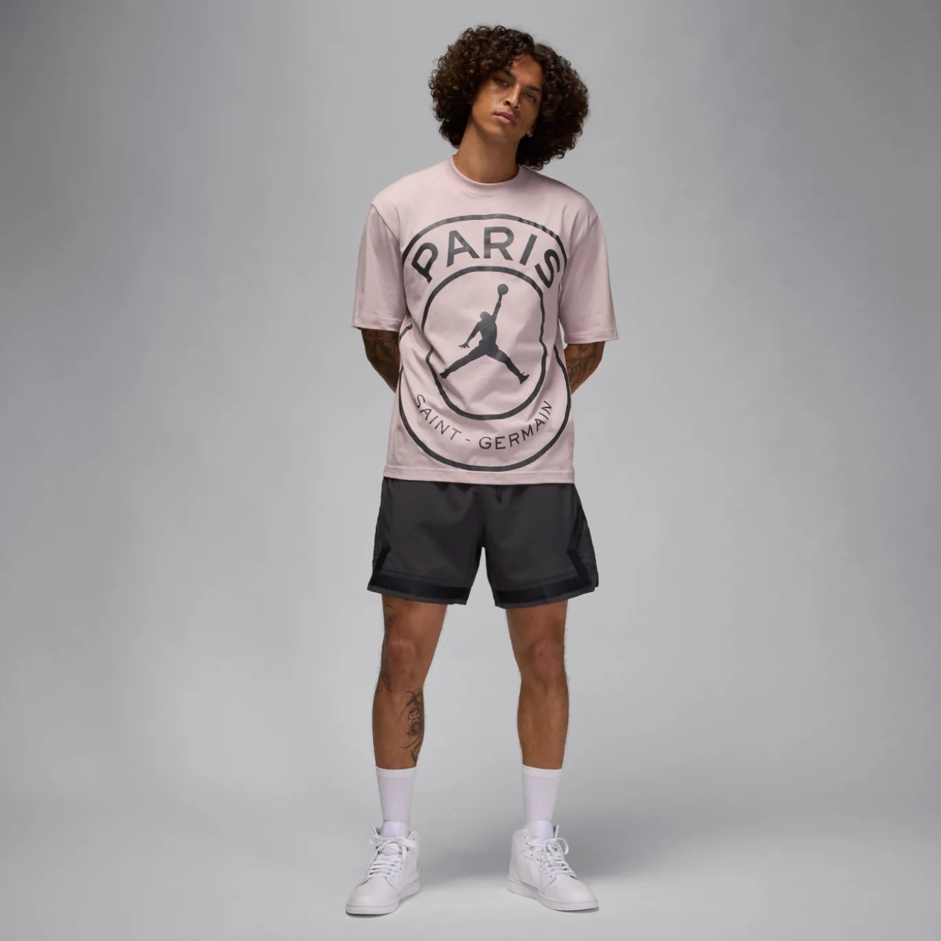 Nike Paris Saint-Germain x Jordan T-Shirt Lichtroze Zwart