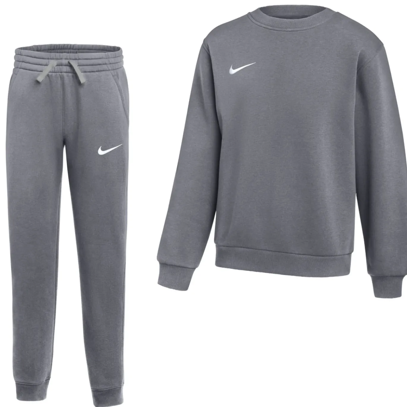 Nike Park 26 Fleece Crew Joggingpak Kids Donkergrijs Wit