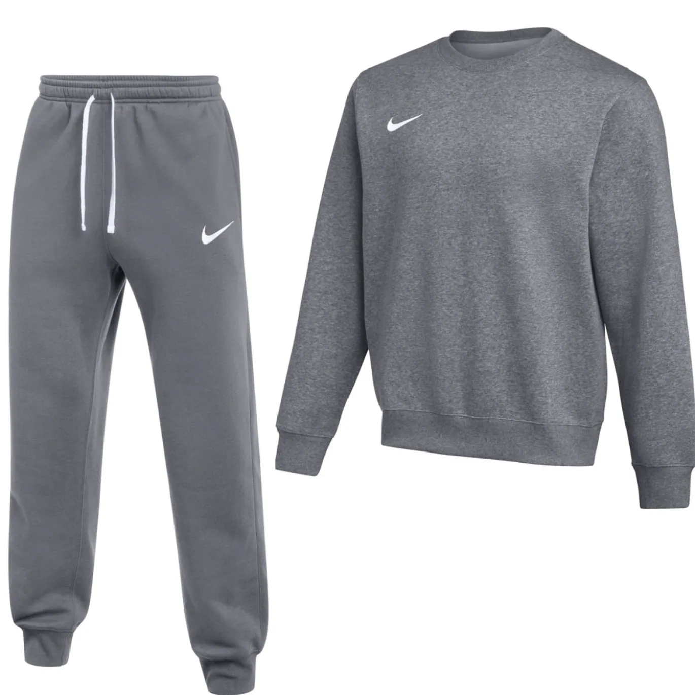 Nike Park 26 Fleece Crew Joggingpak Donkergrijs Wit