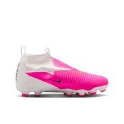 Nike Phantom 6 High Academy Gras / Kunstgras Voetbalschoenen (MG) Kids Wit Felroze Zwart