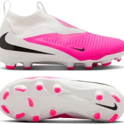 Nike Phantom 6 High Academy Gras / Kunstgras Voetbalschoenen (MG) Kids Wit Felroze Zwart