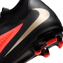 Nike Phantom 6 High Academy Gras / Kunstgras Voetbalschoenen (MG) Kids Zwart Felrood Goud