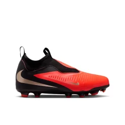 Nike Phantom 6 High Academy Gras / Kunstgras Voetbalschoenen (MG) Kids Zwart Felrood Goud