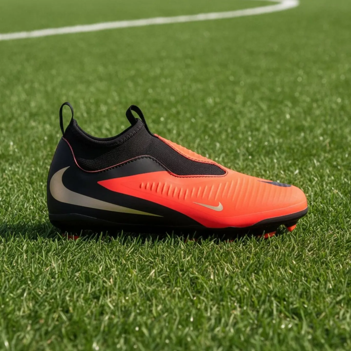 Nike Phantom 6 High Academy Gras / Kunstgras Voetbalschoenen (MG) Kids Zwart Felrood Goud