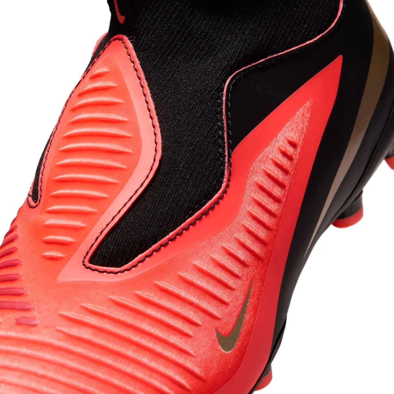 Nike Phantom 6 High Academy Gras / Kunstgras Voetbalschoenen (MG) Kids Zwart Felrood Goud
