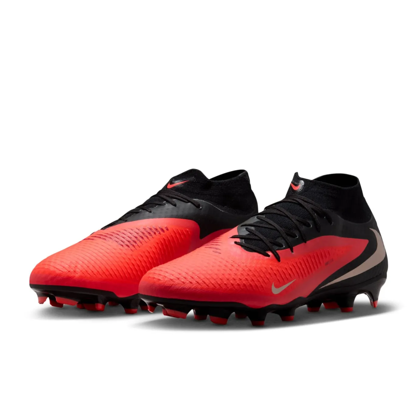 Nike Phantom 6 High Academy Gras / Kunstgras Voetbalschoenen (MG) Zwart Felrood Goud