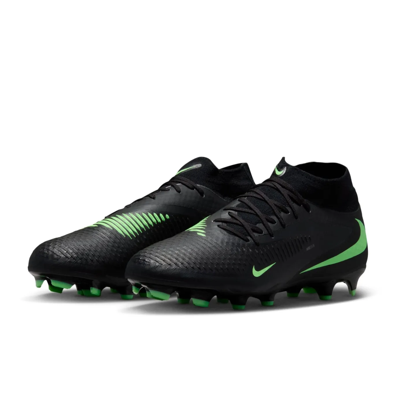 Nike Phantom 6 High Academy Gras / Kunstgras Voetbalschoenen (MG) Zwart Felgroen