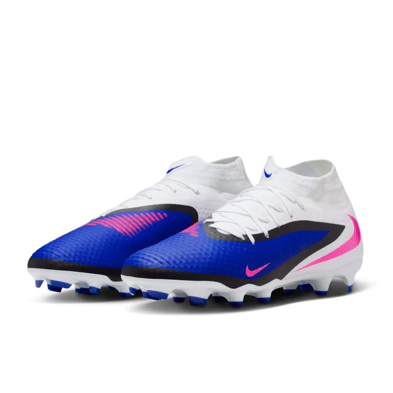 Nike Phantom 6 High Academy Gras / Kunstgras Voetbalschoenen (MG) Blauw Wit Felroze