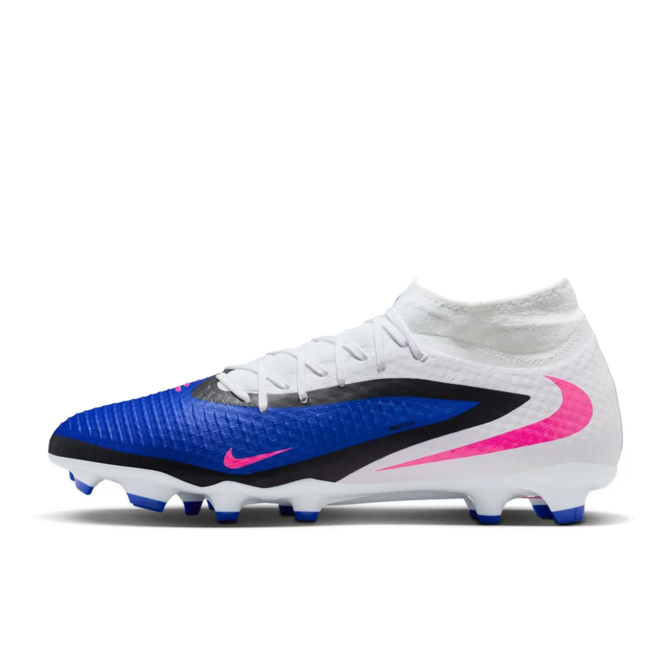 Nike Phantom 6 High Academy Gras / Kunstgras Voetbalschoenen (MG) Blauw Wit Felroze