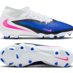 Nike Phantom 6 High Academy Gras / Kunstgras Voetbalschoenen (MG) Blauw Wit Felroze