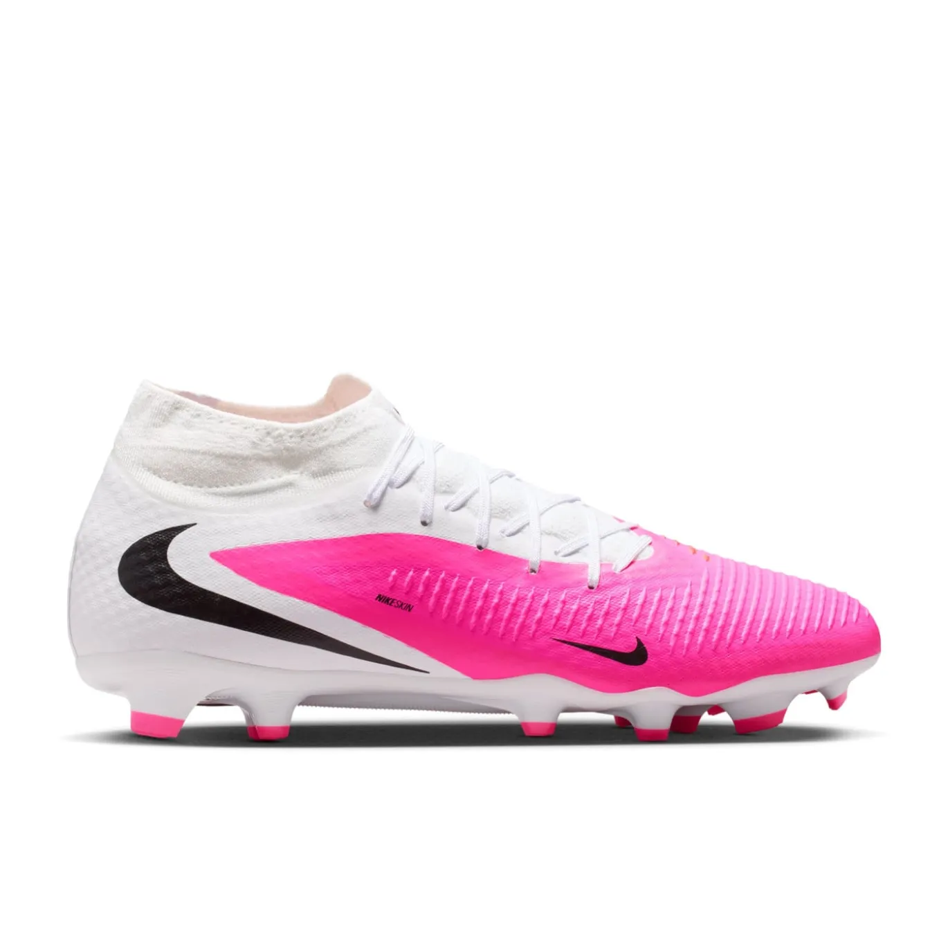 Nike Phantom 6 High Academy Gras / Kunstgras Voetbalschoenen (MG) Wit Felroze Zwart