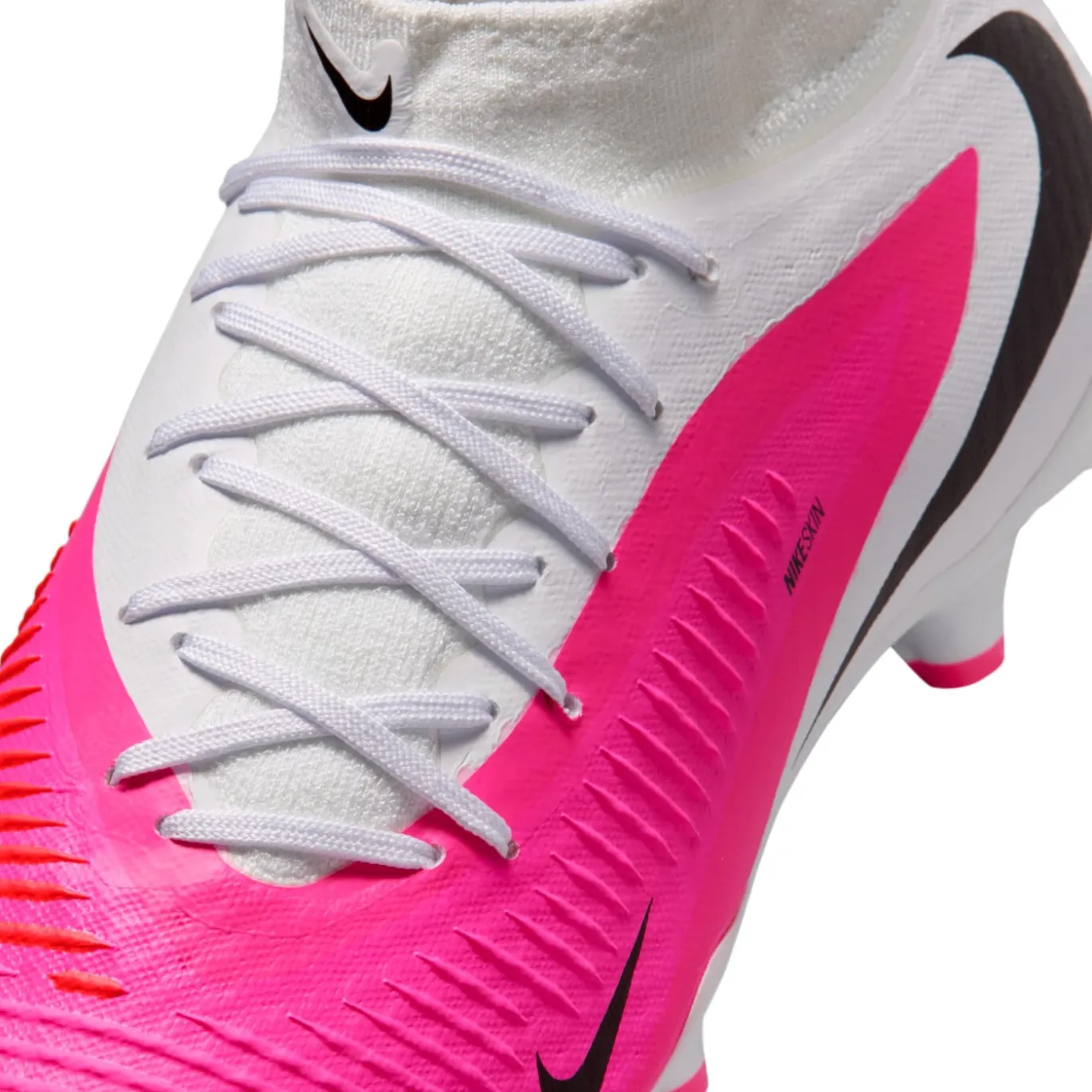 Nike Phantom 6 High Academy Gras / Kunstgras Voetbalschoenen (MG) Wit Felroze Zwart