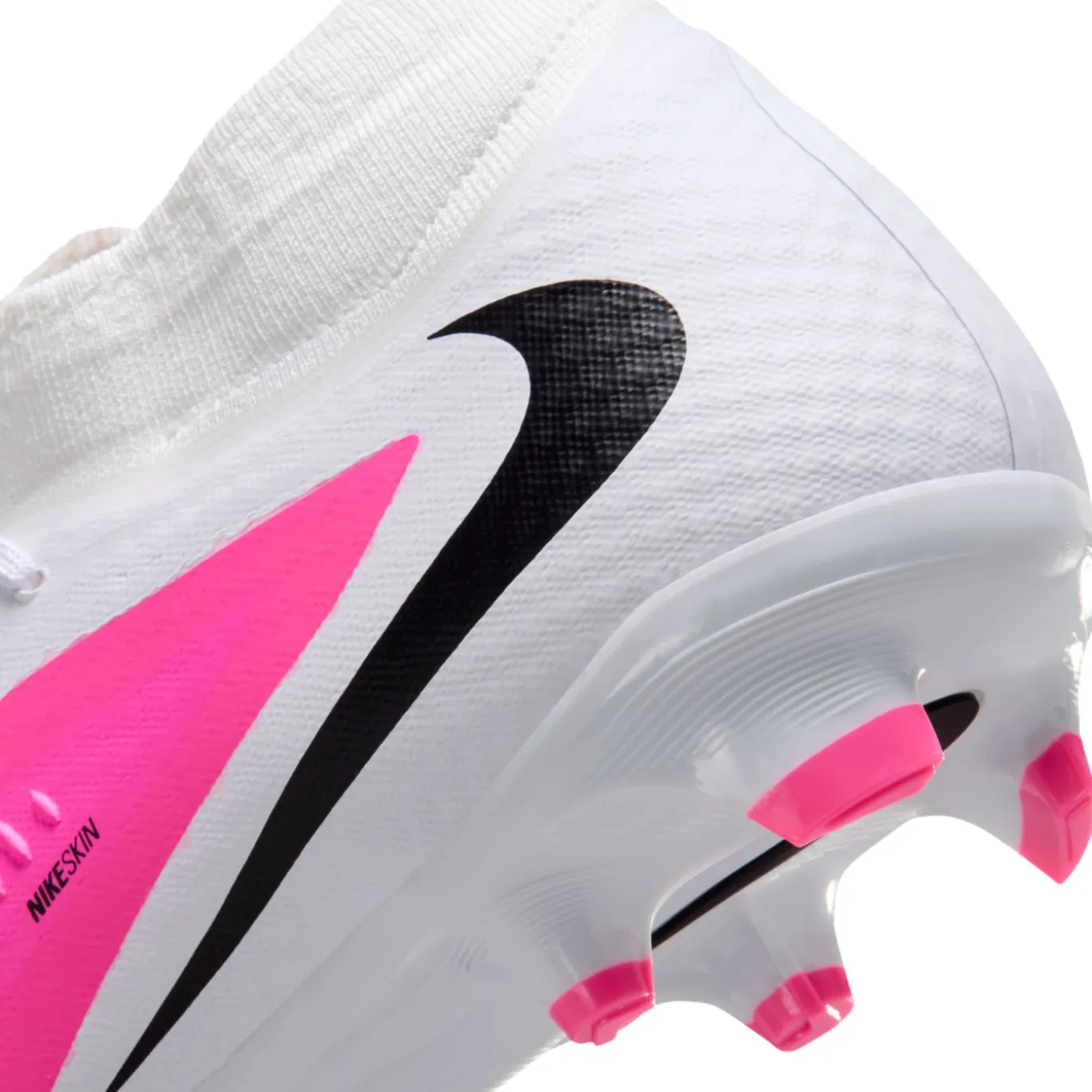 Nike Phantom 6 High Academy Gras / Kunstgras Voetbalschoenen (MG) Wit Felroze Zwart