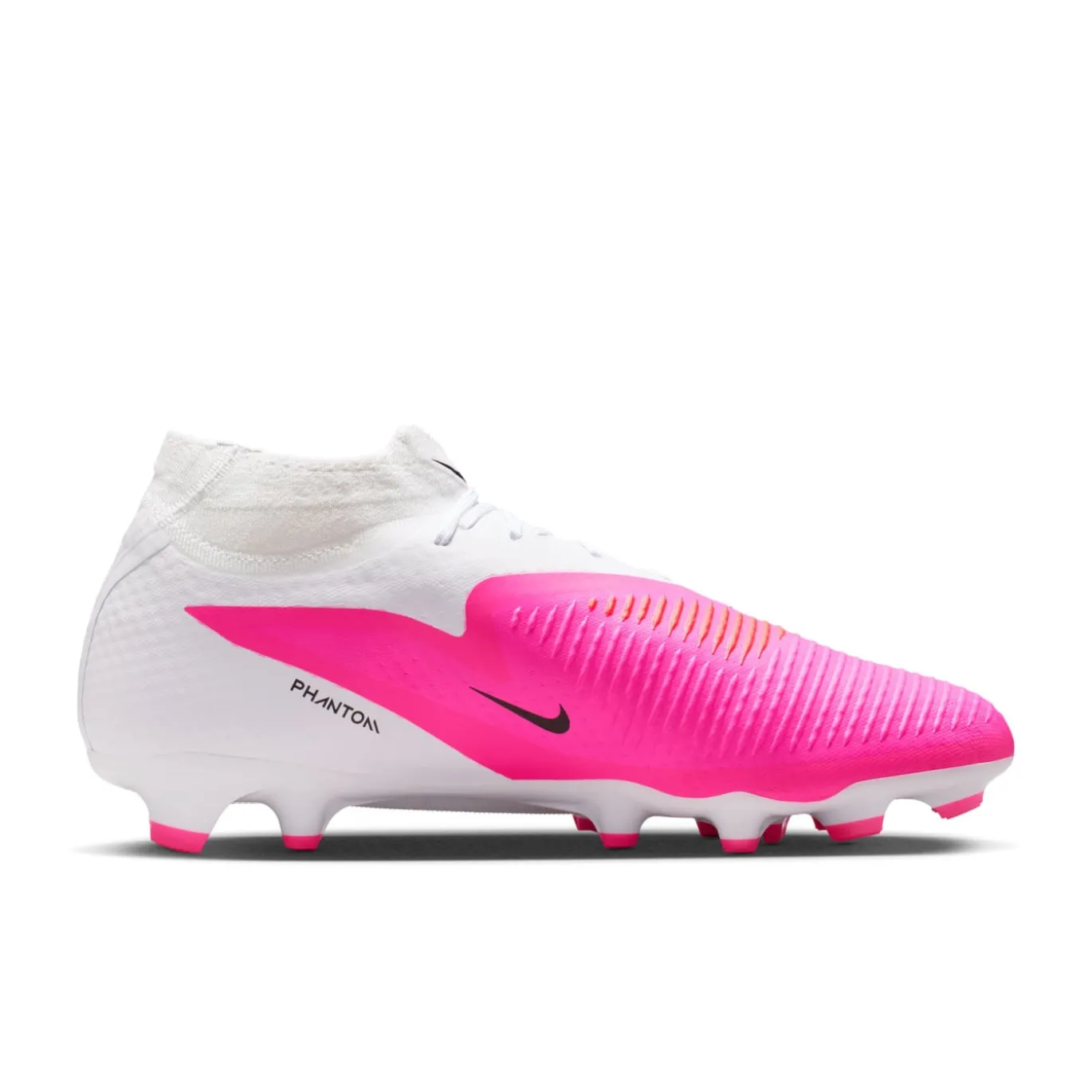 Nike Phantom 6 High Academy Gras / Kunstgras Voetbalschoenen (MG) Wit Felroze Zwart
