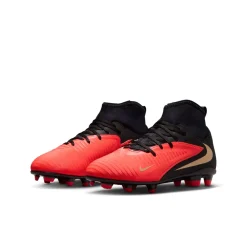 Nike Phantom 6 High Club Gras / Kunstgras Voetbalschoenen (MG) Kids Zwart Felrood Goud