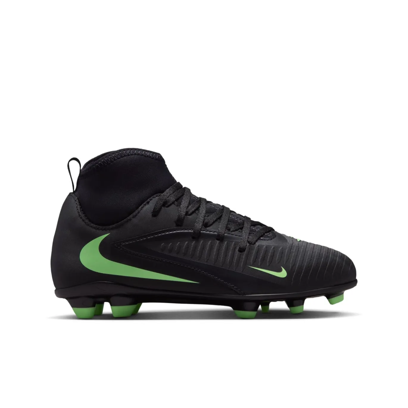 Nike Phantom 6 High Club Gras / Kunstgras Voetbalschoenen (MG) Kids Zwart Felgroen