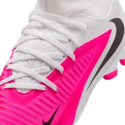 Nike Phantom 6 High Club Gras / Kunstgras Voetbalschoenen (MG) Kids Wit Felroze Zwart