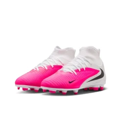 Nike Phantom 6 High Club Gras / Kunstgras Voetbalschoenen (MG) Kids Wit Felroze Zwart