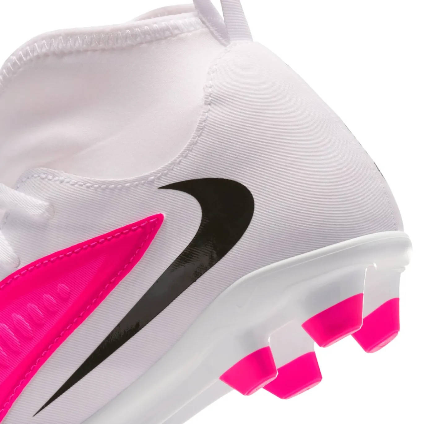 Nike Phantom 6 High Club Gras / Kunstgras Voetbalschoenen (MG) Kids Wit Felroze Zwart